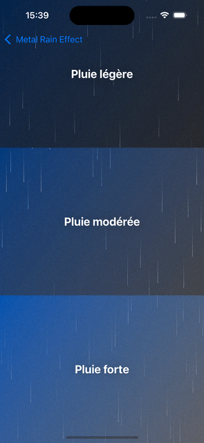 Effet pluie animé Metal