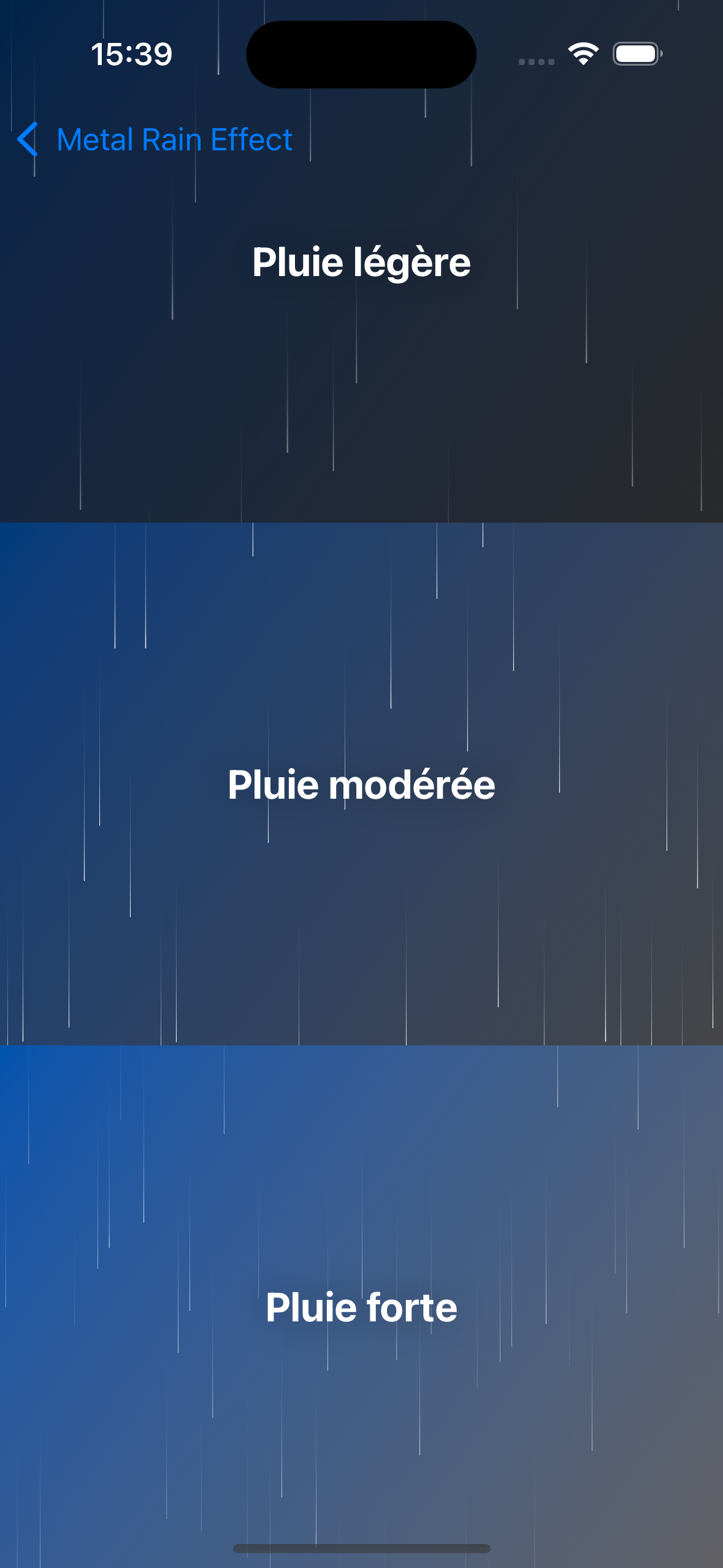 Shader pluie statique Metal
